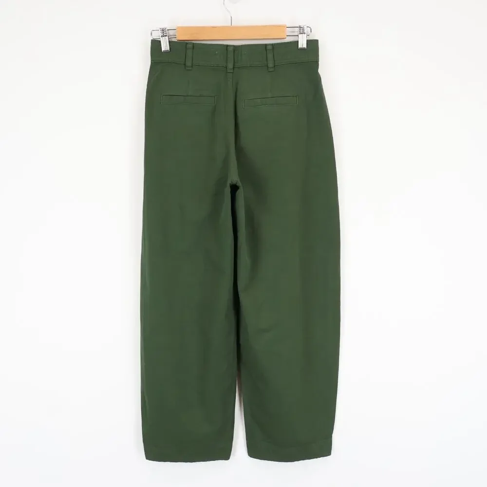 NWT Everlane The Everywhere Pant High-Rise Barrel Leg Dark Forest Green Size 00